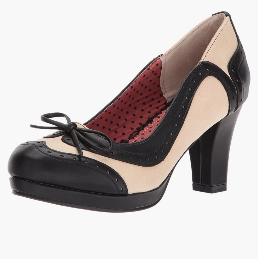 Bettie Page Black and Cream Heels